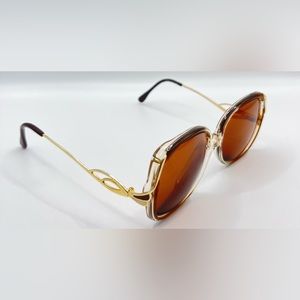 Vintage Anthony Martin RONA 13 Gold Translucent Oval Sunglasses Frames Only